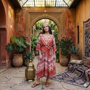 Westport 1982 Bohemian Paisley Tiered Maxi Dress wrap-front design tiered 16